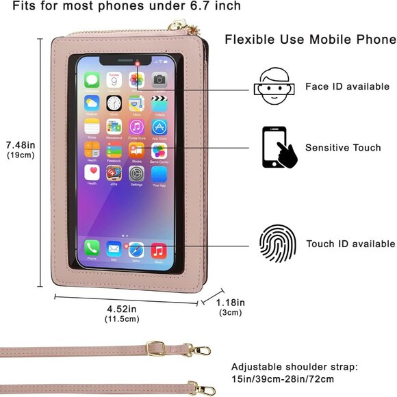 Leather Small Phone Wallet Purse Crossbody with Coin Bag for Women - Picture 5 of 8